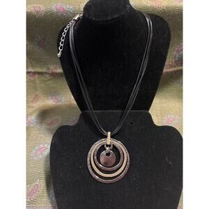 Chicos corded geometric silver gold circles necklace 1674
